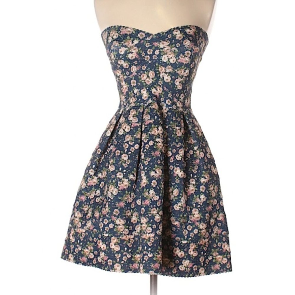Strapless Floral Dress